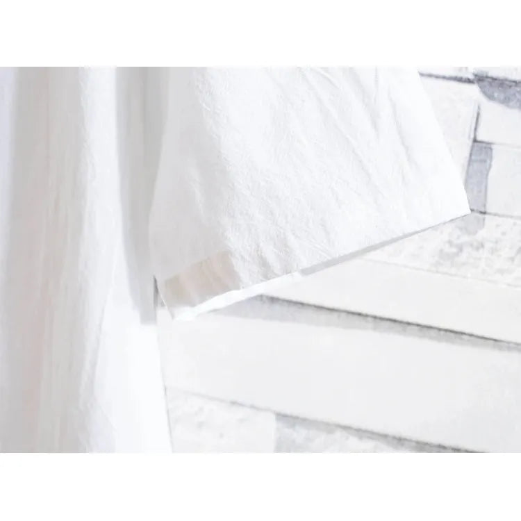 قميص رجالي من القطن والكتان بأكمام قصيرة