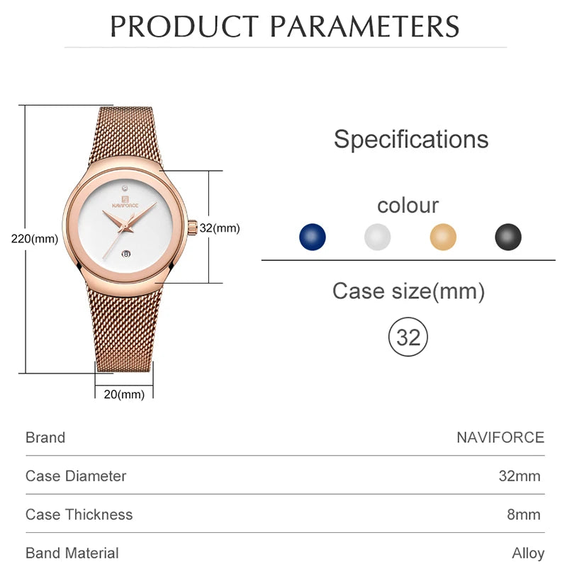 Chic Rose Gold Mesh Watch for Women with Minimalist Design