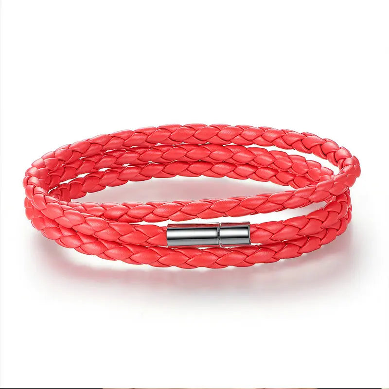 Long Chain Adjustable Magnet Buckle leather Bracelets
