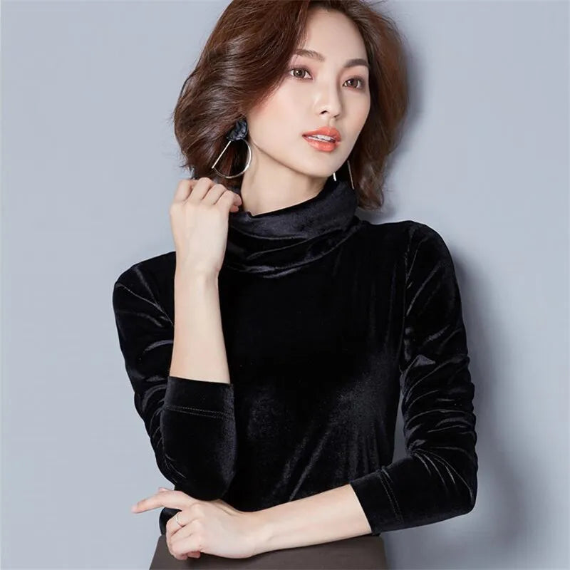 2025 Autumn Winter Velvet Blouse