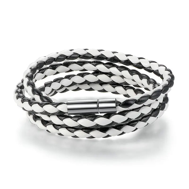 Long Chain Adjustable Magnet Buckle leather Bracelets