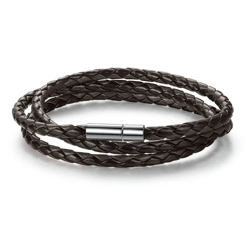 Long Chain Adjustable Magnet Buckle leather Bracelets