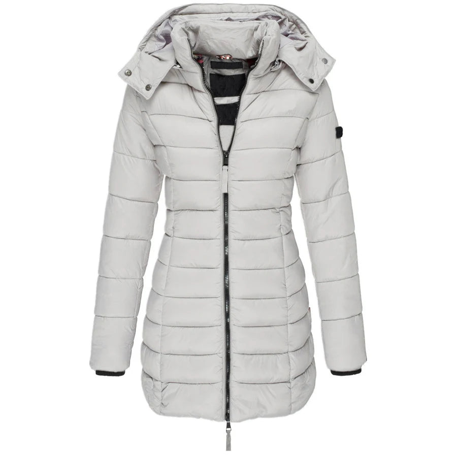 Winter Jackets for Women Zipper Hooded Cotton Padded