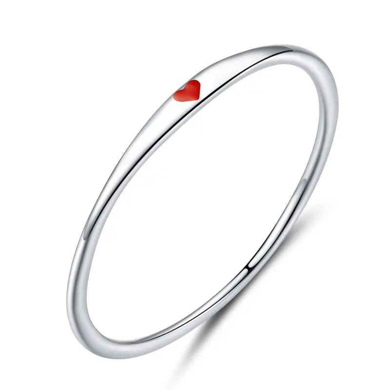 Simple Carve Heart Wedding Band Stackable Promise Ring