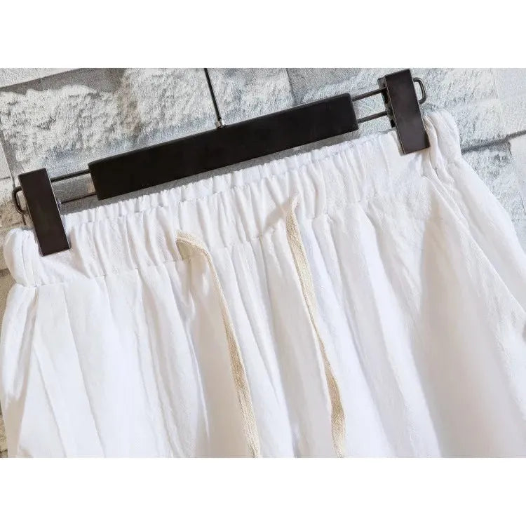 قميص رجالي من القطن والكتان بأكمام قصيرة