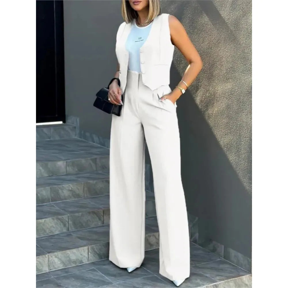 Women Vest Elegant Lady Baggy Pants