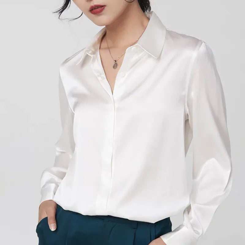Elegant Satin Long Sleeve Blouses