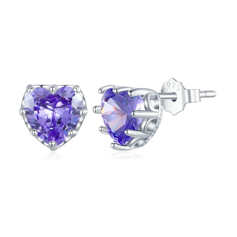 Stunning Heart-Shaped Blue Gemstone Stud Earrings