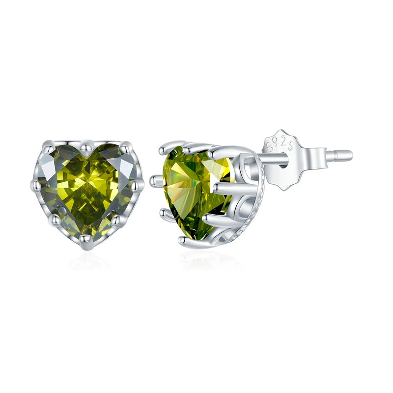 Stunning Heart-Shaped Blue Gemstone Stud Earrings