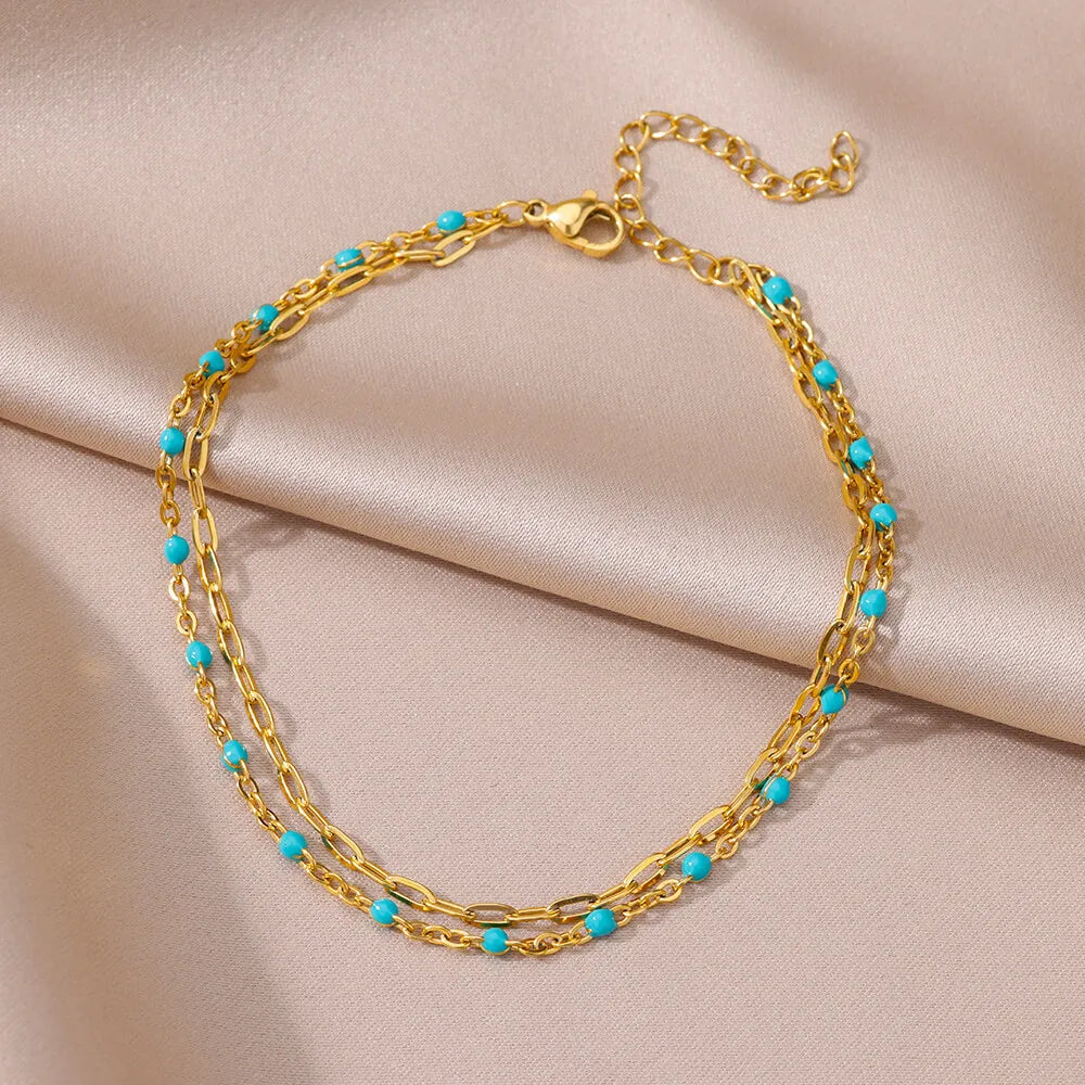 Pearl Chain Anklet Gold Color Leg Bracelets