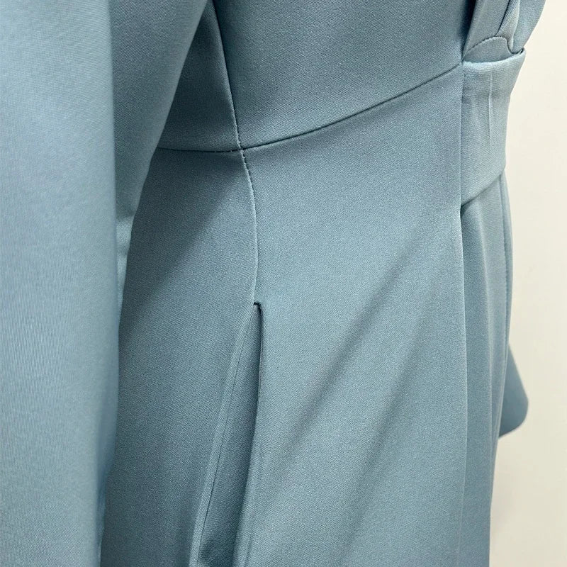 Elegant Long Sleeve Dress: Nipped Waist, Slit