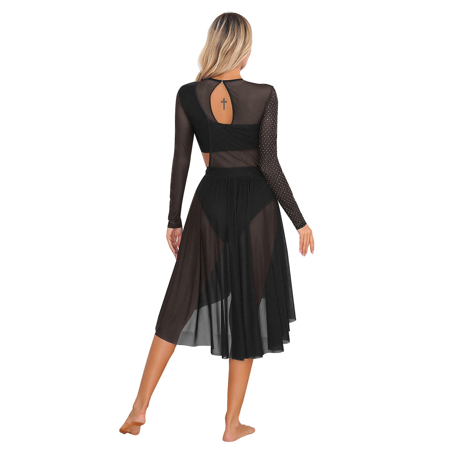 Elegant Cut-Out Long Sleeve Midi Dress