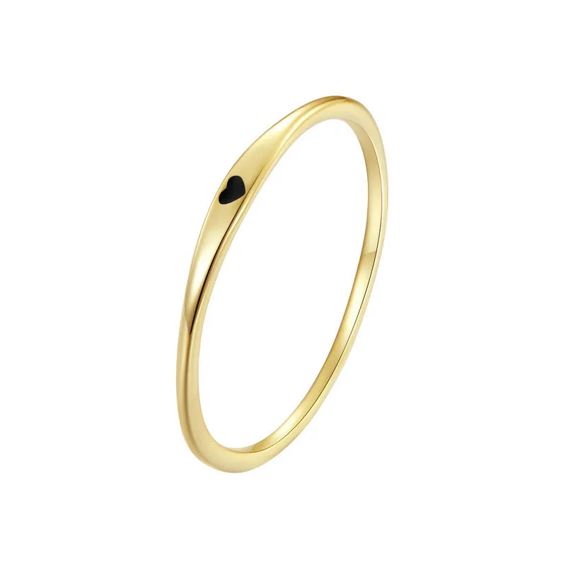 Simple Carve Heart Wedding Band Stackable Promise Ring