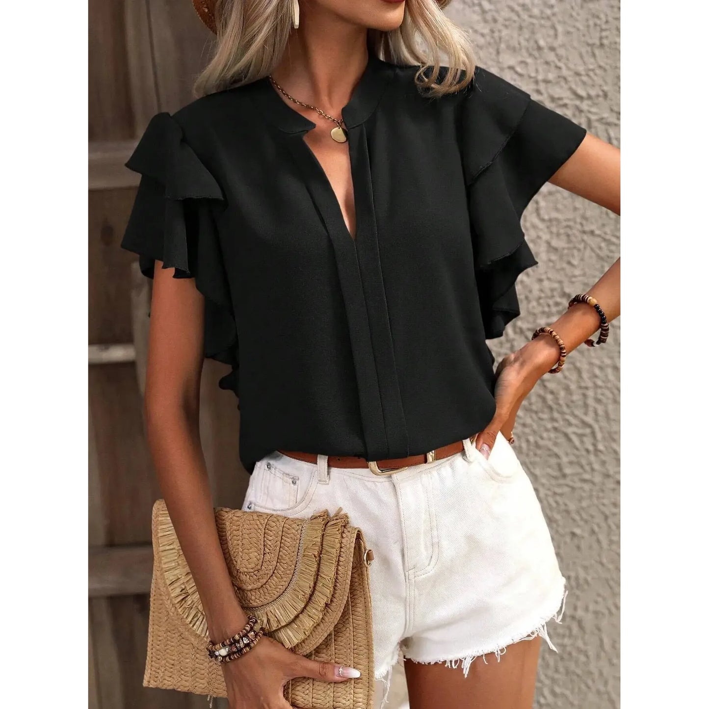 Dark Green Elegant Pullover Blouse 2025