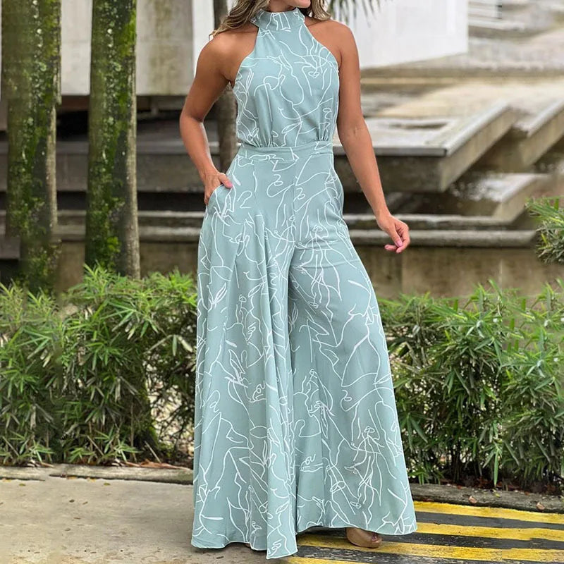 Elegant Abstract Jumpsuit Chic Streetwear Wide Leg