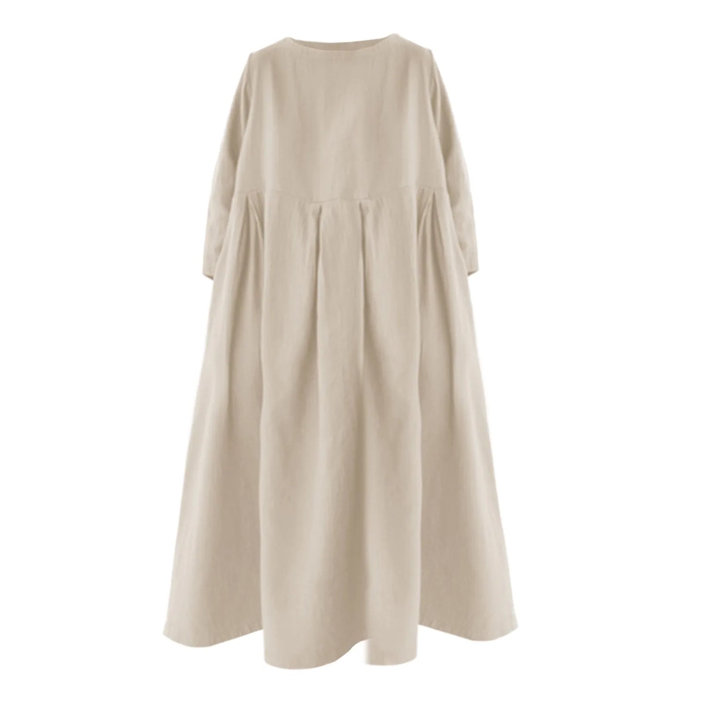 Timeless Elegance: Effortless Neutral Midi Dress in a Modern Setting