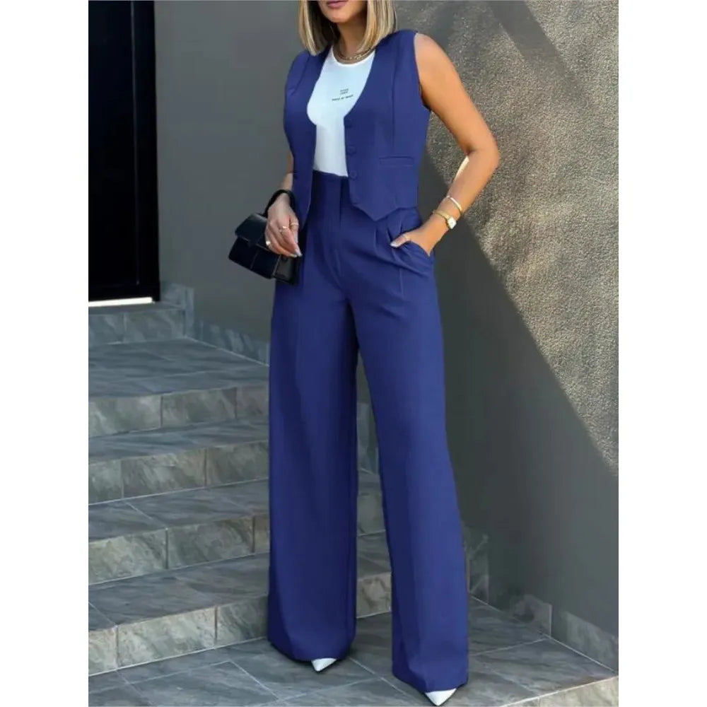 Women Vest Elegant Lady Baggy Pants