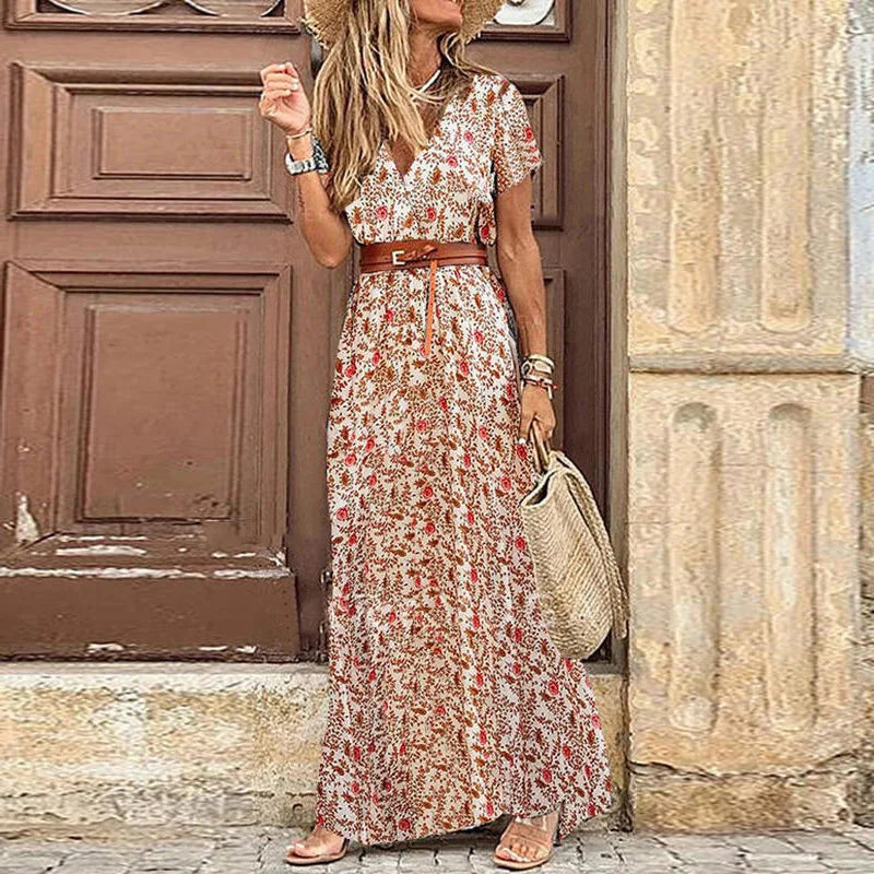 Beach Elegant Vintage Dress with Belt