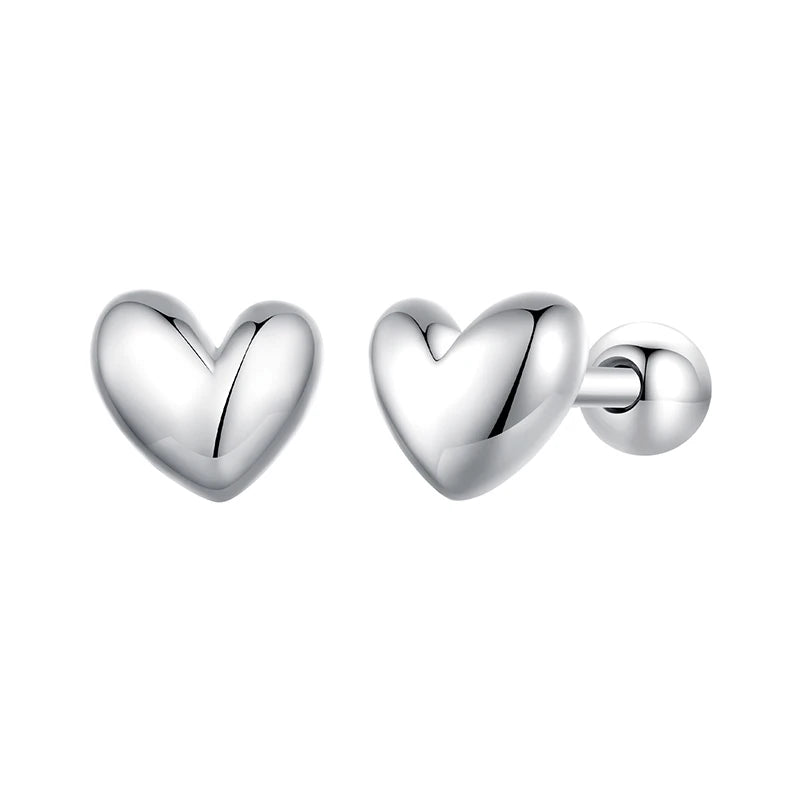 Mini Heart Stud Earrings Platinum Plated