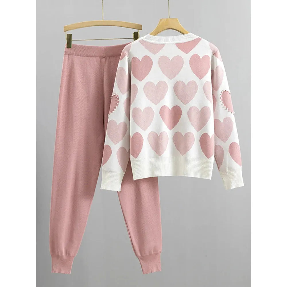 Adorable Heart Print Two-Piece Set: Cute and Comfy