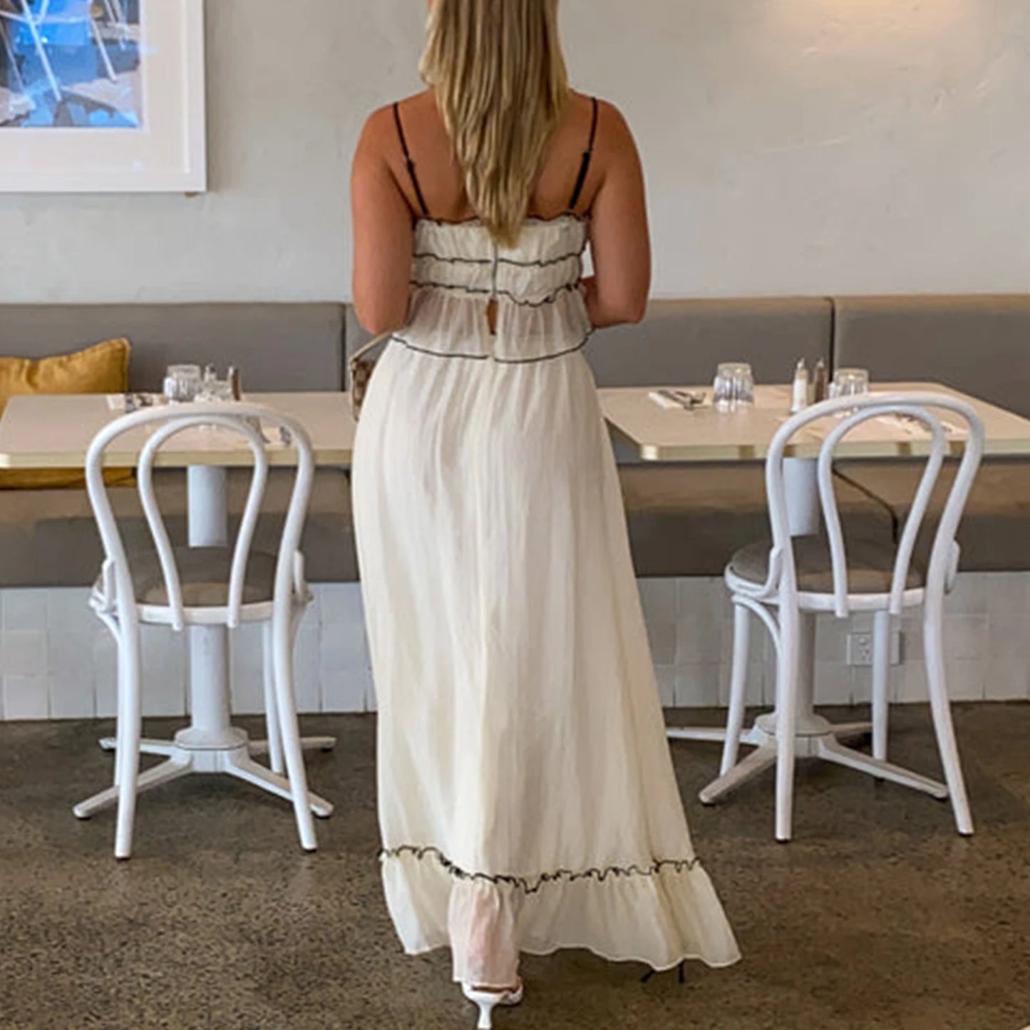 Chic Café Vibes: Graceful in White Maxi Dress