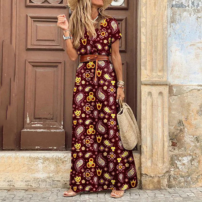 Beach Elegant Vintage Dress with Belt