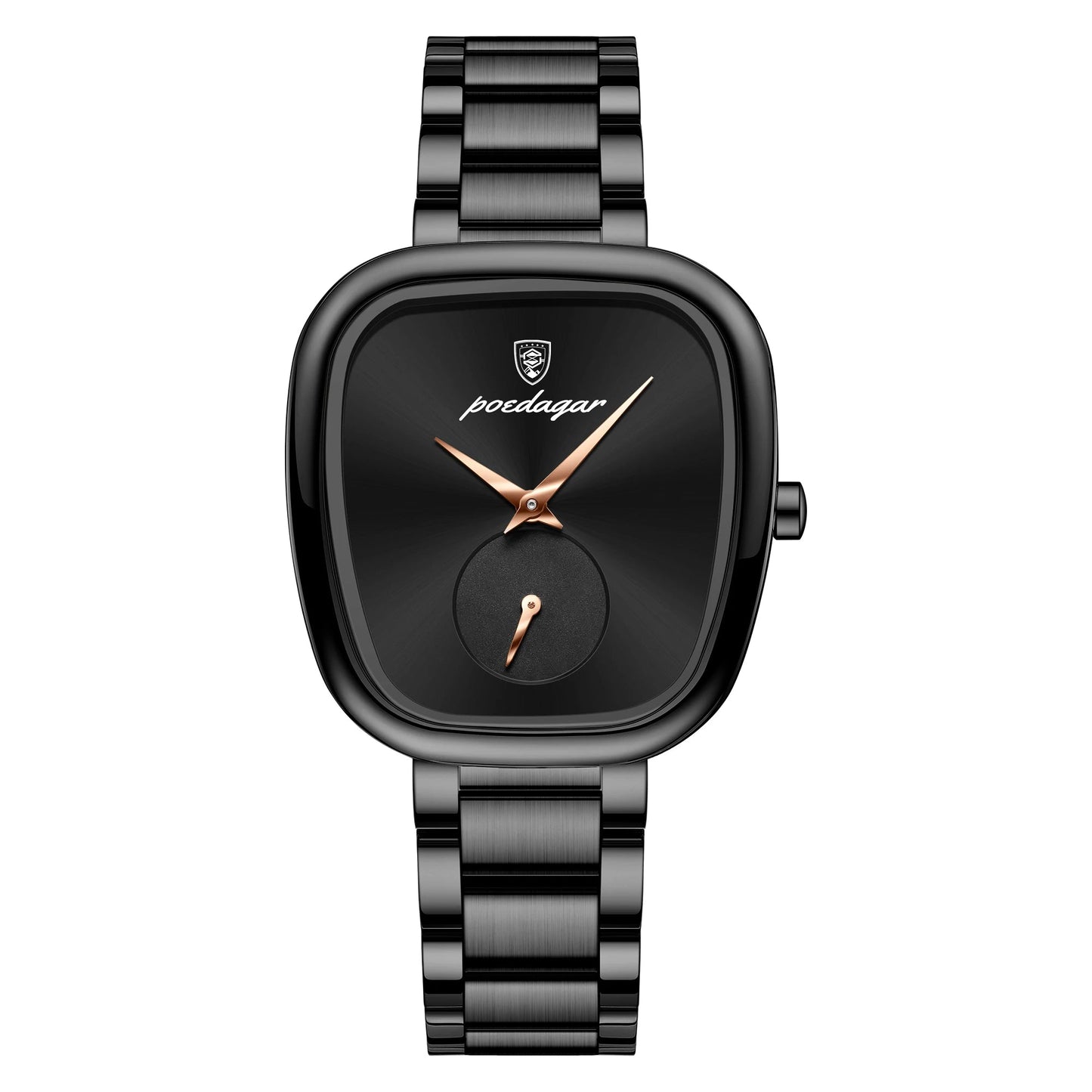 Luxurious Square Burgundy Dial Watch with Rose Gold Bracelet