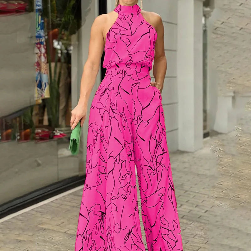 Elegant Abstract Jumpsuit Chic Streetwear Wide Leg