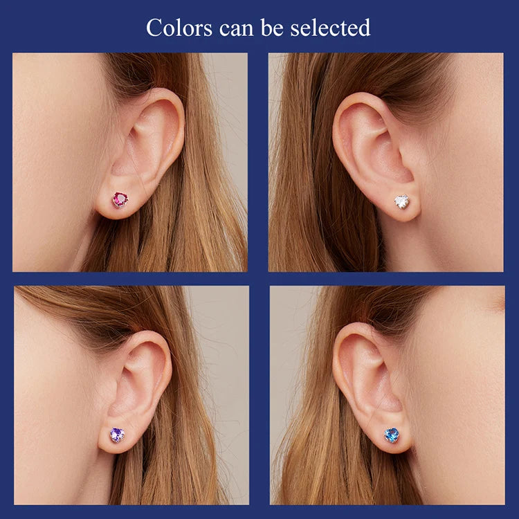 Stunning Heart-Shaped Blue Gemstone Stud Earrings