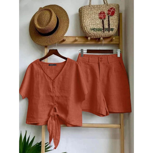 Stylish Casual Summer Outfit in Rust Red