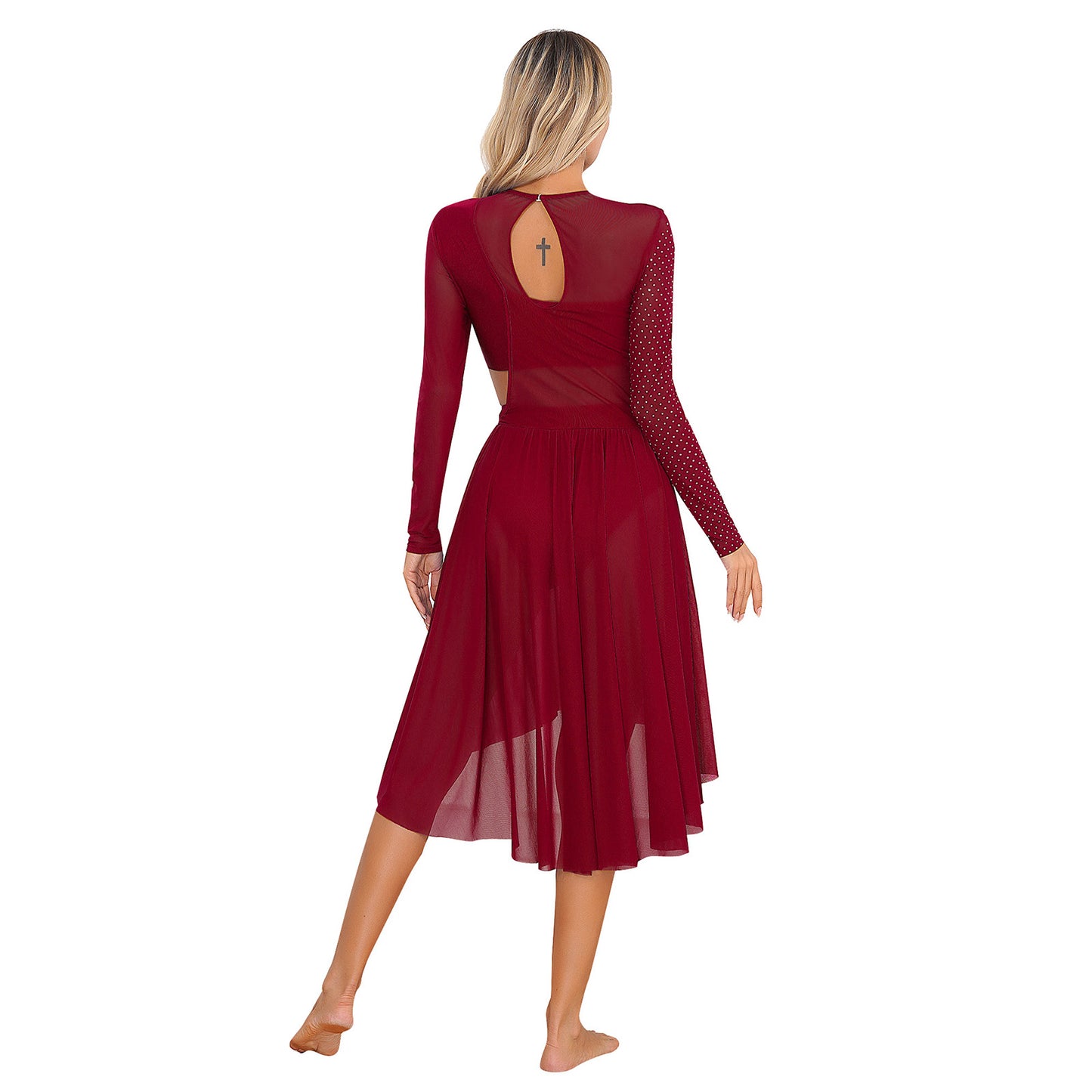 Elegant Cut-Out Long Sleeve Midi Dress