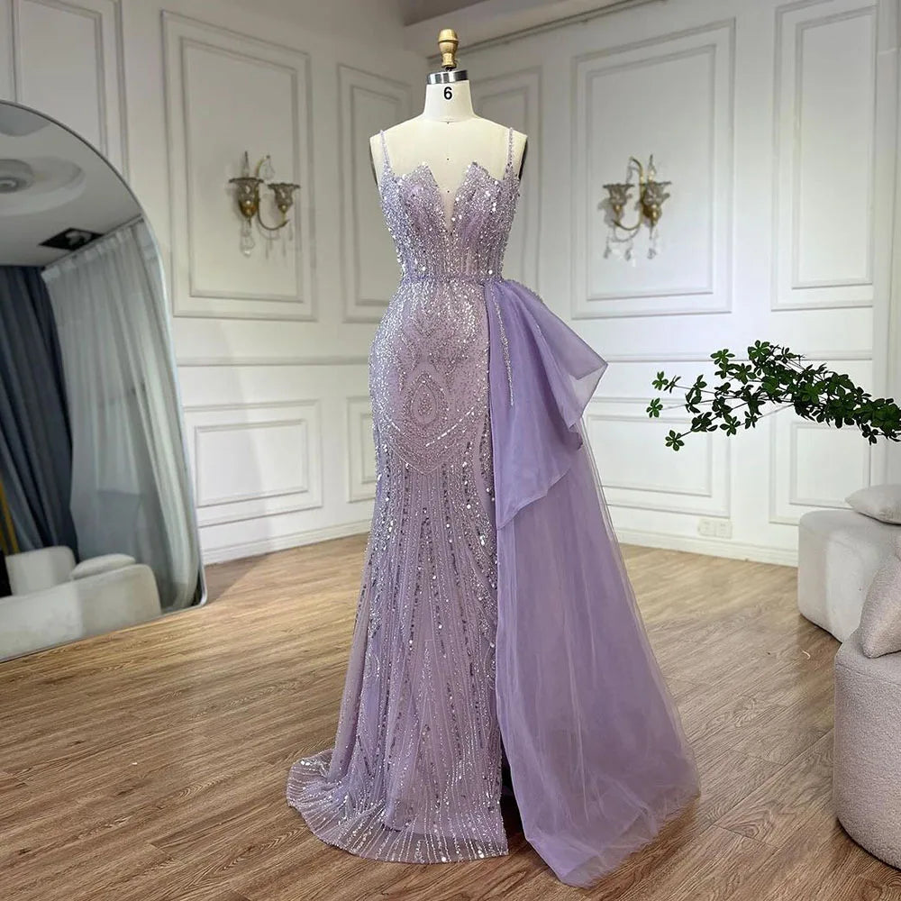 فستان سهرة بخرز وتطريز جذاب