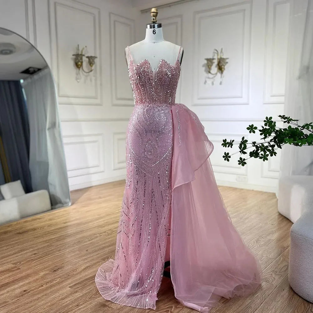 فستان سهرة بخرز وتطريز جذاب