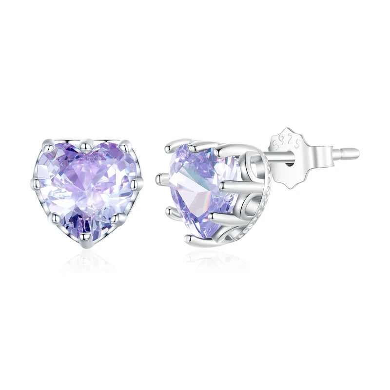 Stunning Heart-Shaped Blue Gemstone Stud Earrings