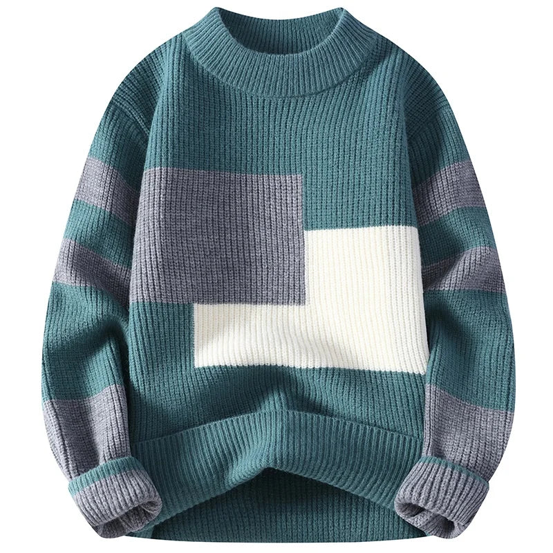 Splicing color patterns Men's wool pullovers