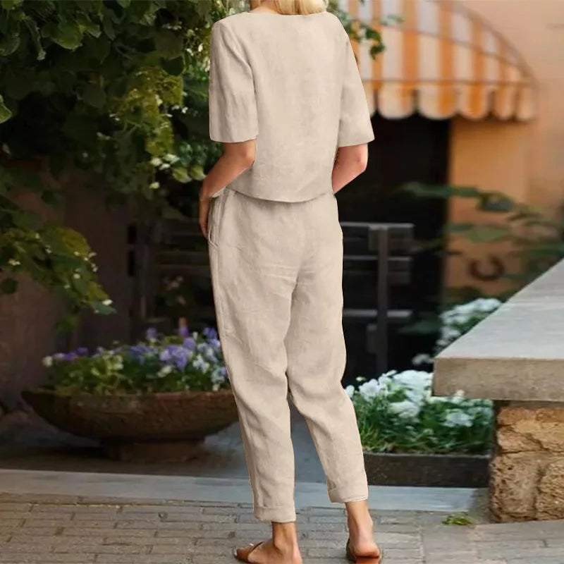 2025 Short Sleeve Blouse long Pants Sets