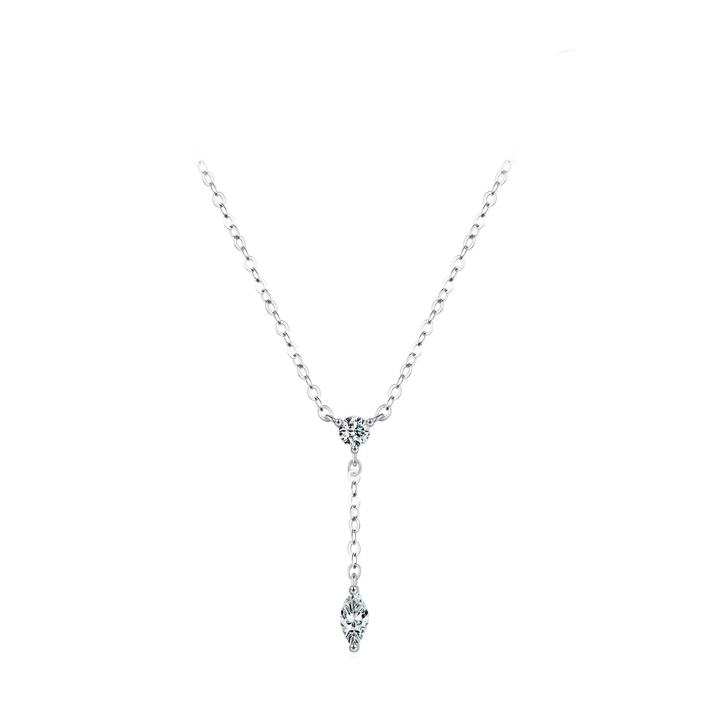 Dainty Y Shape Round & Rhombic Necklace