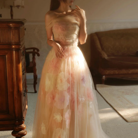 فستان التول الزهري الحالم بلمسة الغروب