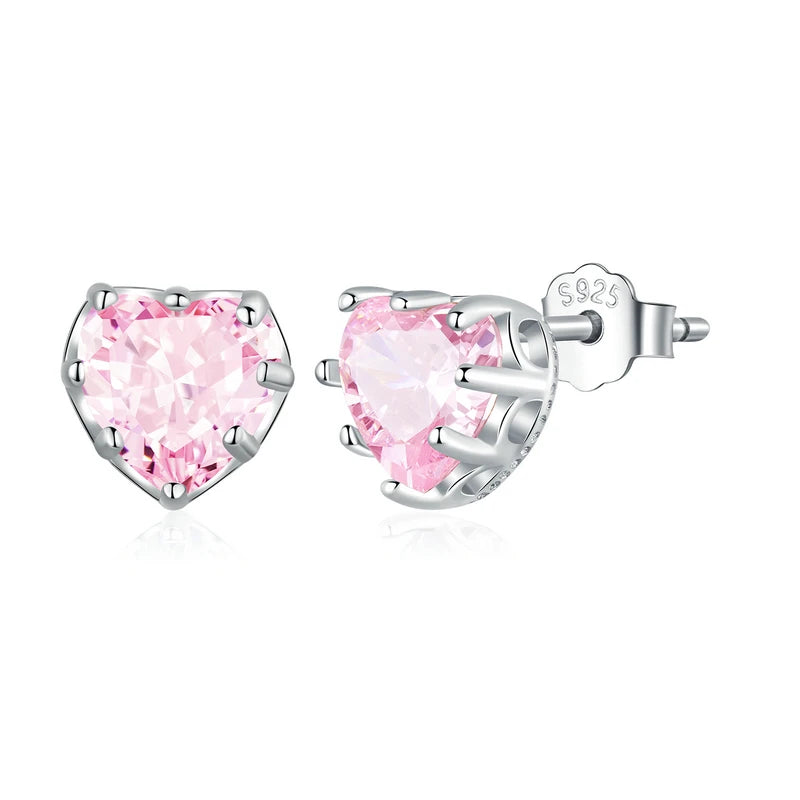 Stunning Heart-Shaped Blue Gemstone Stud Earrings