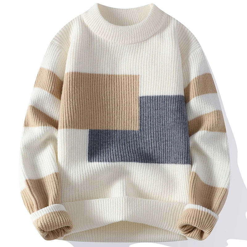 Splicing color patterns Men's wool pullovers