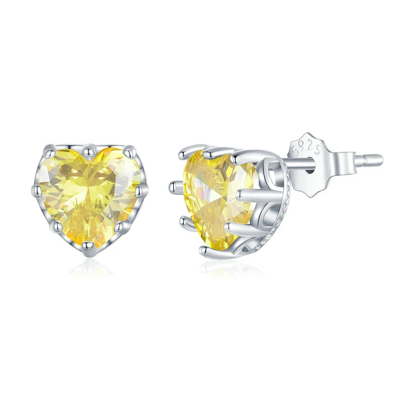 Stunning Heart-Shaped Blue Gemstone Stud Earrings