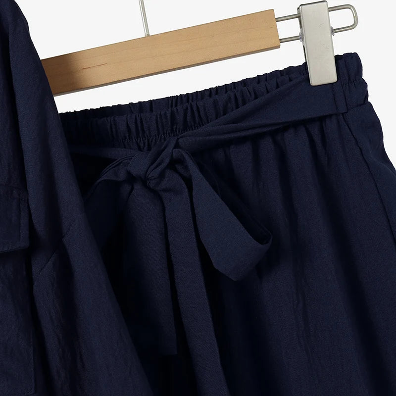 Chic Navy Two-Piece Set: Casual and Comfortable