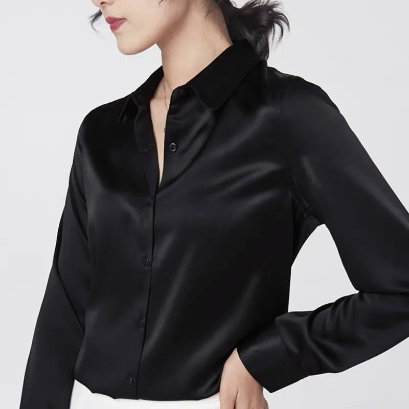 Elegant Satin Long Sleeve Blouses