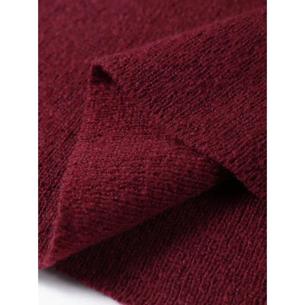 Cozy Burgundy Sweater and Skirt Set