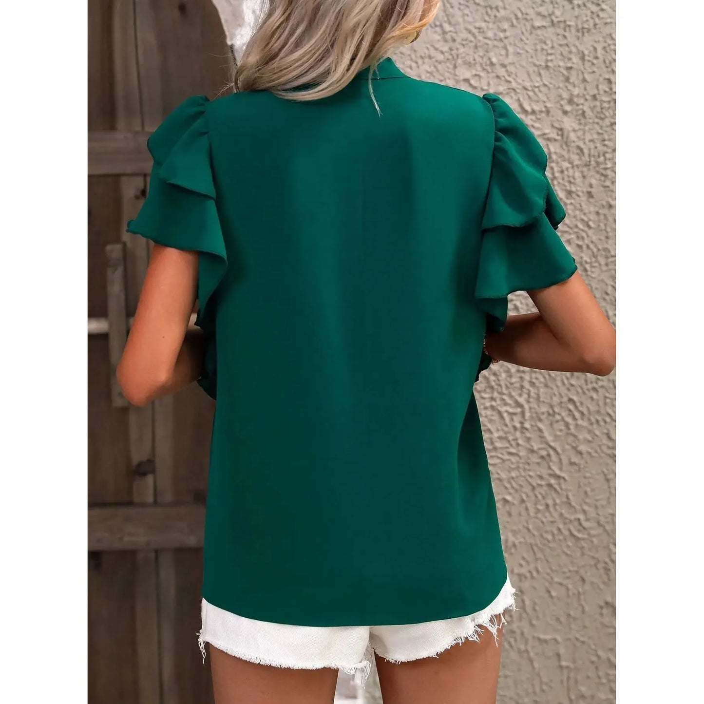 Dark Green Elegant Pullover Blouse 2025
