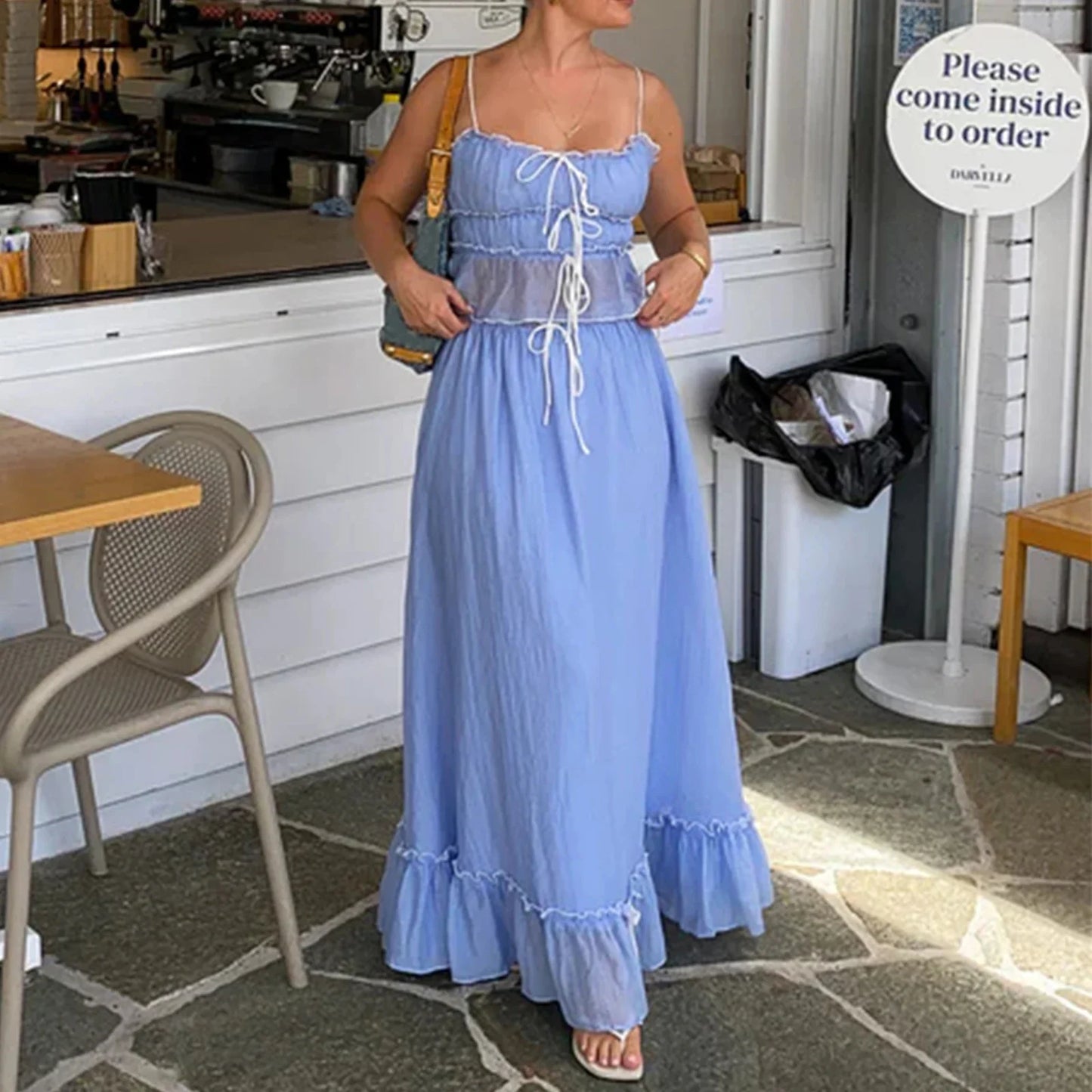 Chic Café Vibes: Graceful in White Maxi Dress