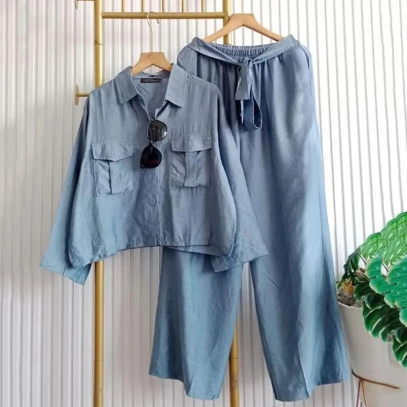 Chic Navy Two-Piece Set: Casual and Comfortable