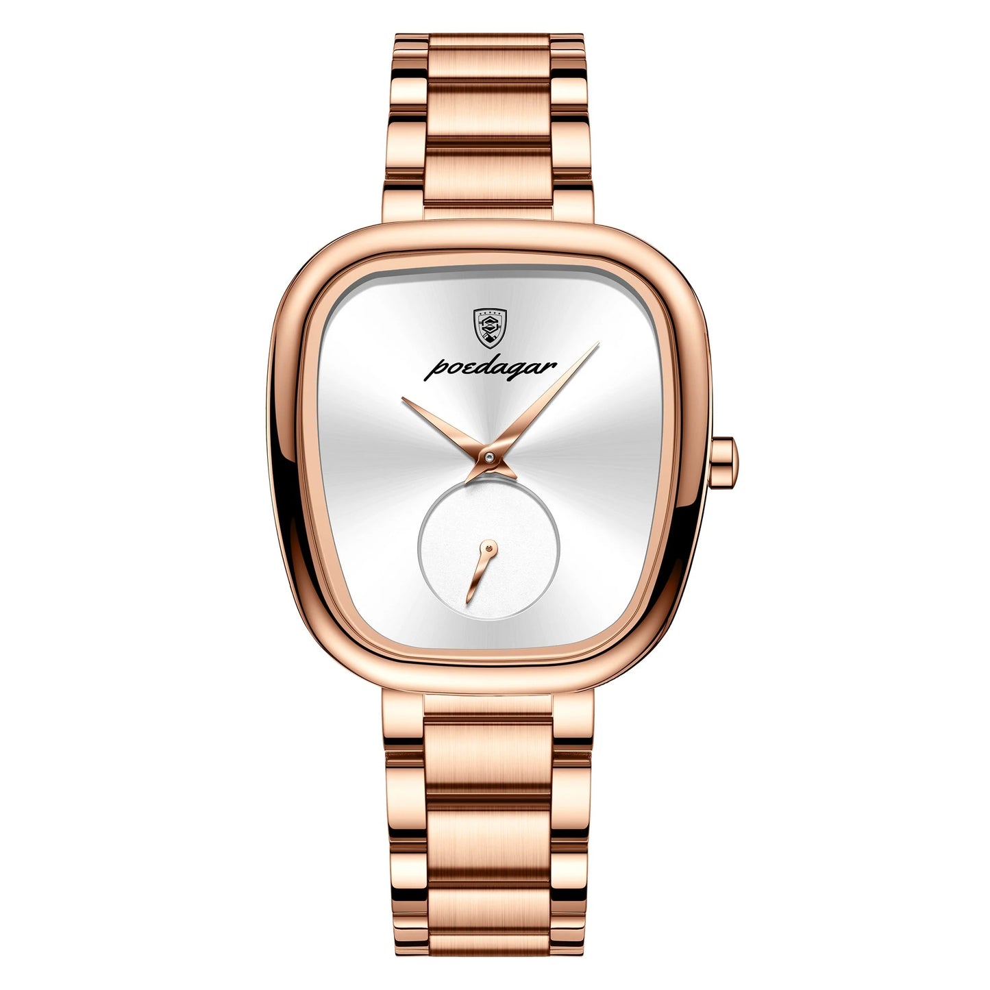 Luxurious Square Burgundy Dial Watch with Rose Gold Bracelet