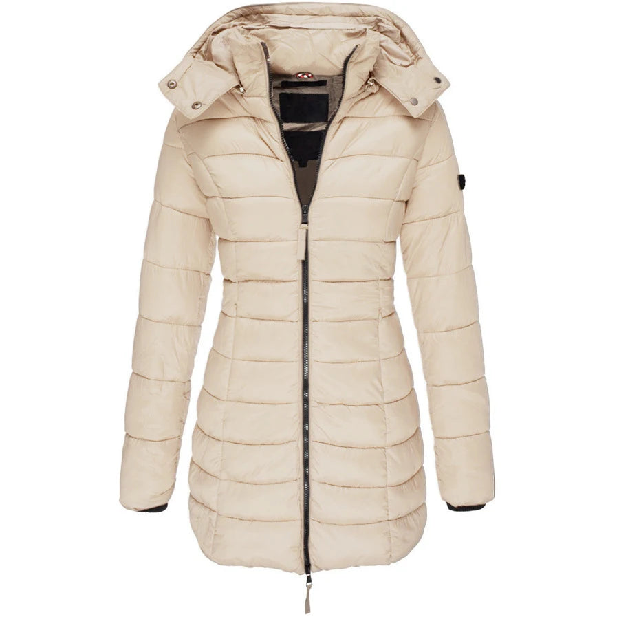 Winter Jackets for Women Zipper Hooded Cotton Padded