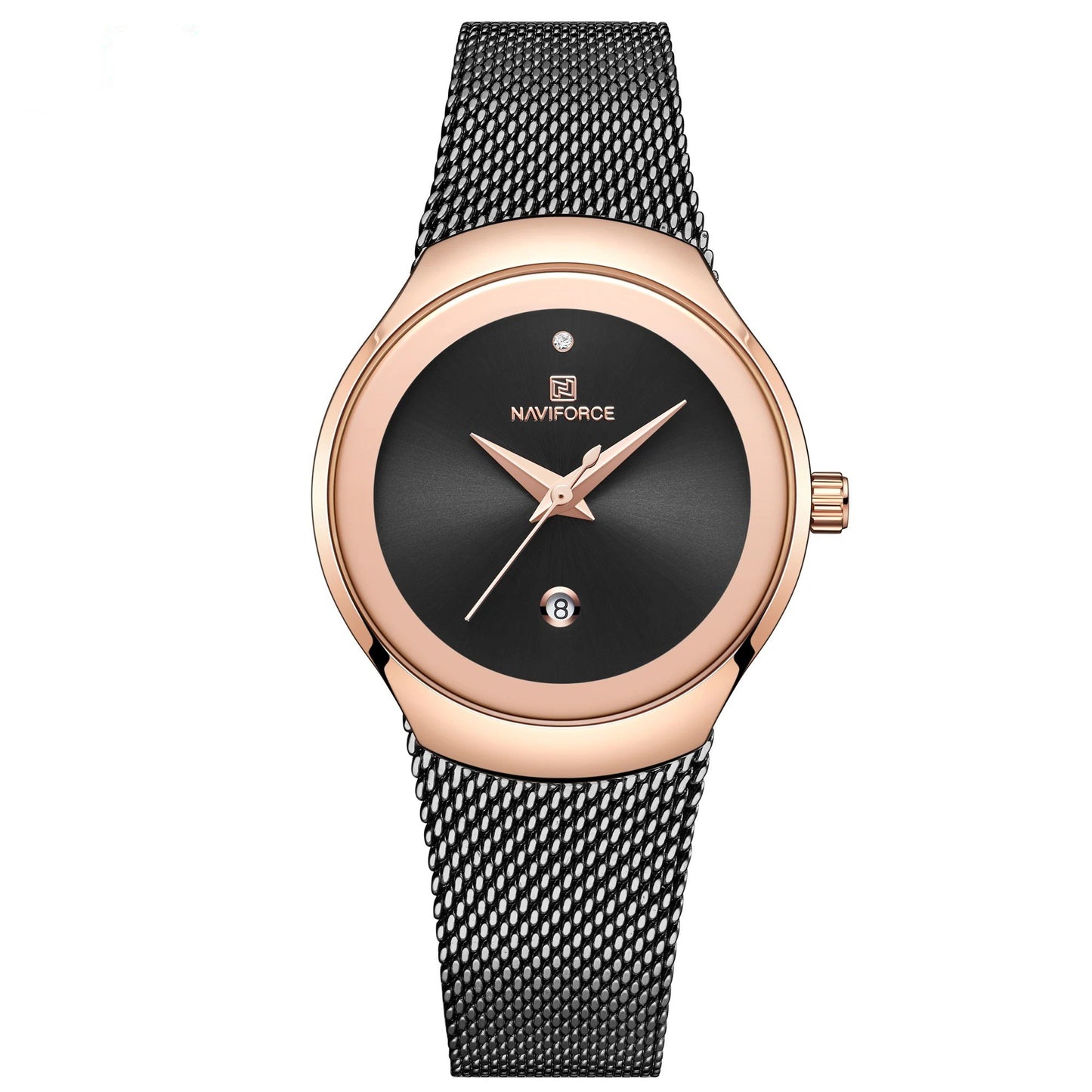 Chic Rose Gold Mesh Watch for Women with Minimalist Design